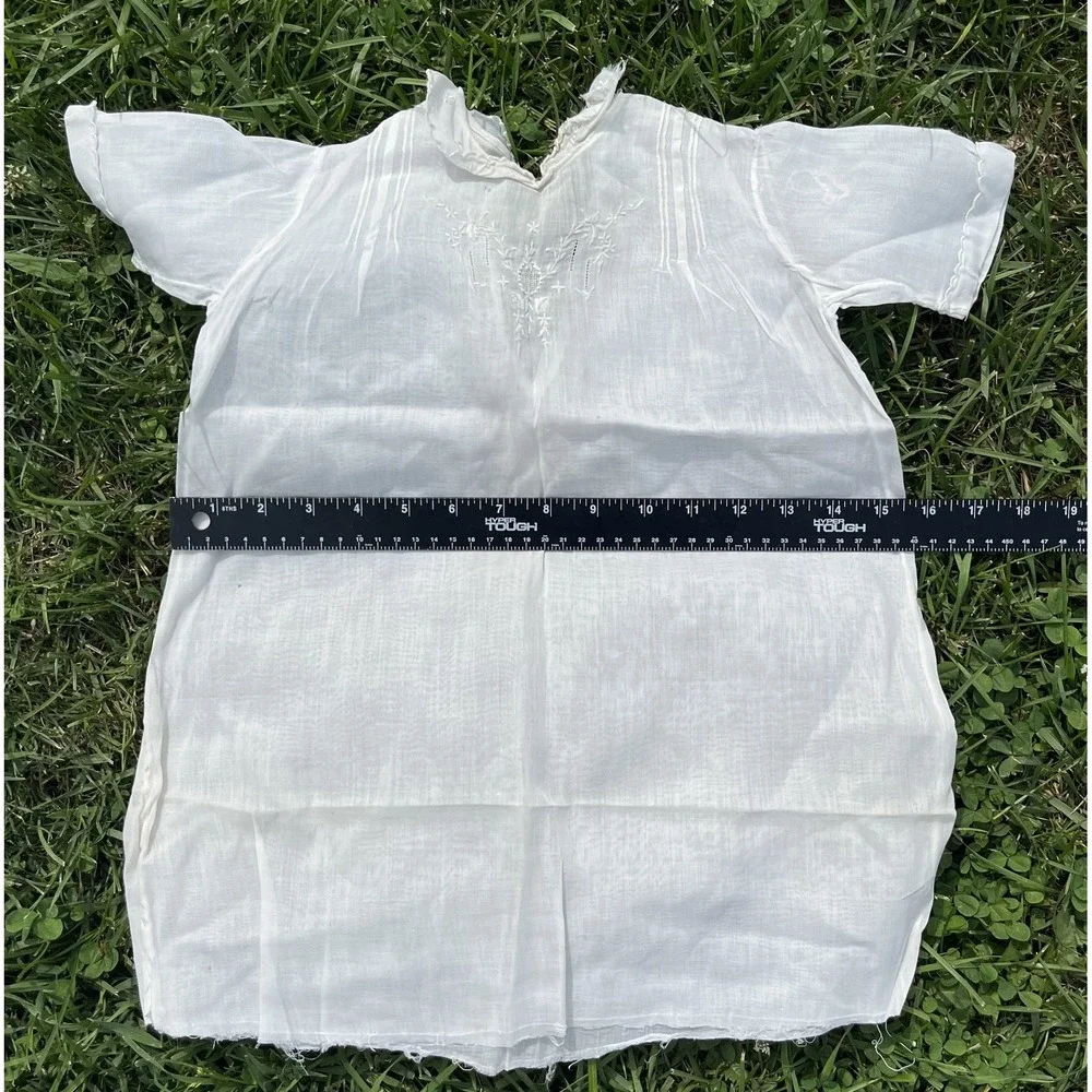 Vintage Baby‎ Dress Christening Gown Lot Embroidered Lace 3 Piece Set Baptism